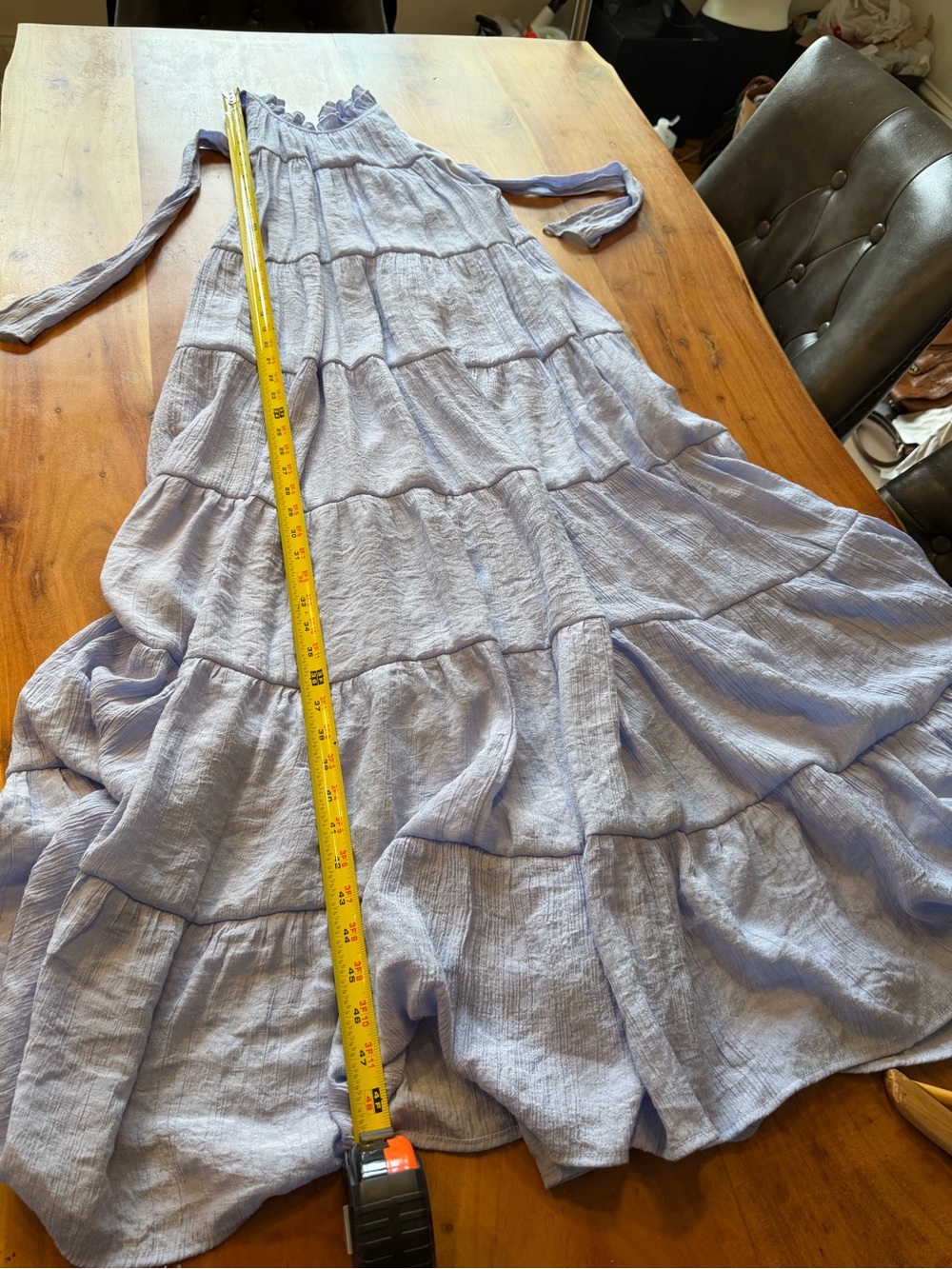 Indigo Soul Boho Blue Tiered Maxi Halter Dress Ruffle (VGUC) - Picture 6 of 10